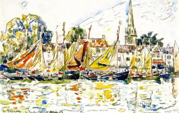 (image for) Handmade oil painting Copy paintings of famous artists Paul Signac paintings, Fishing Boats, Le Poule - Click Image to Close